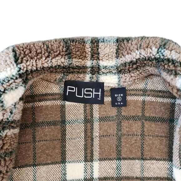 Cozy Plaid Teddy Jacket Brown Shearling Shacket – Size Small - Picture 3 of 9